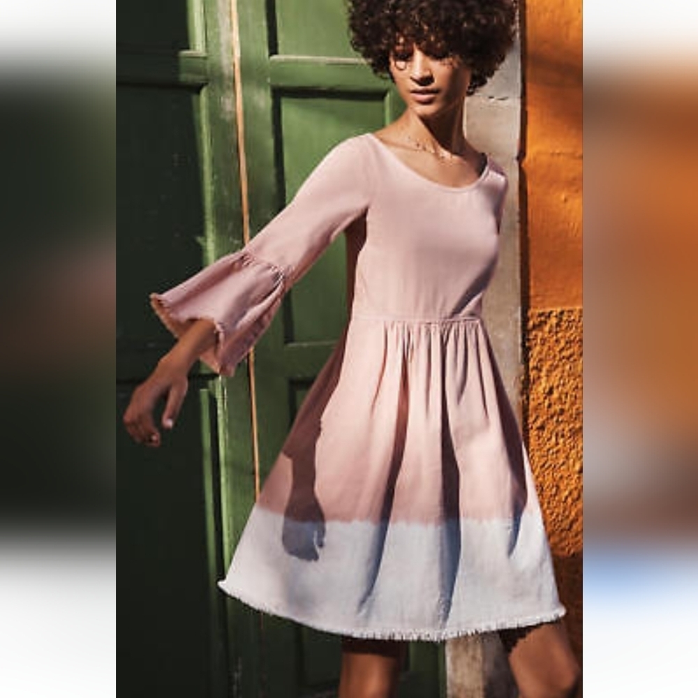 || HOLDING HORSES || Lilibet dress, sz 0, dip dyed pink, cream, babydoll style